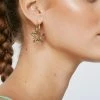 Recycled Gold Plated Metal Diamante Star Earrings