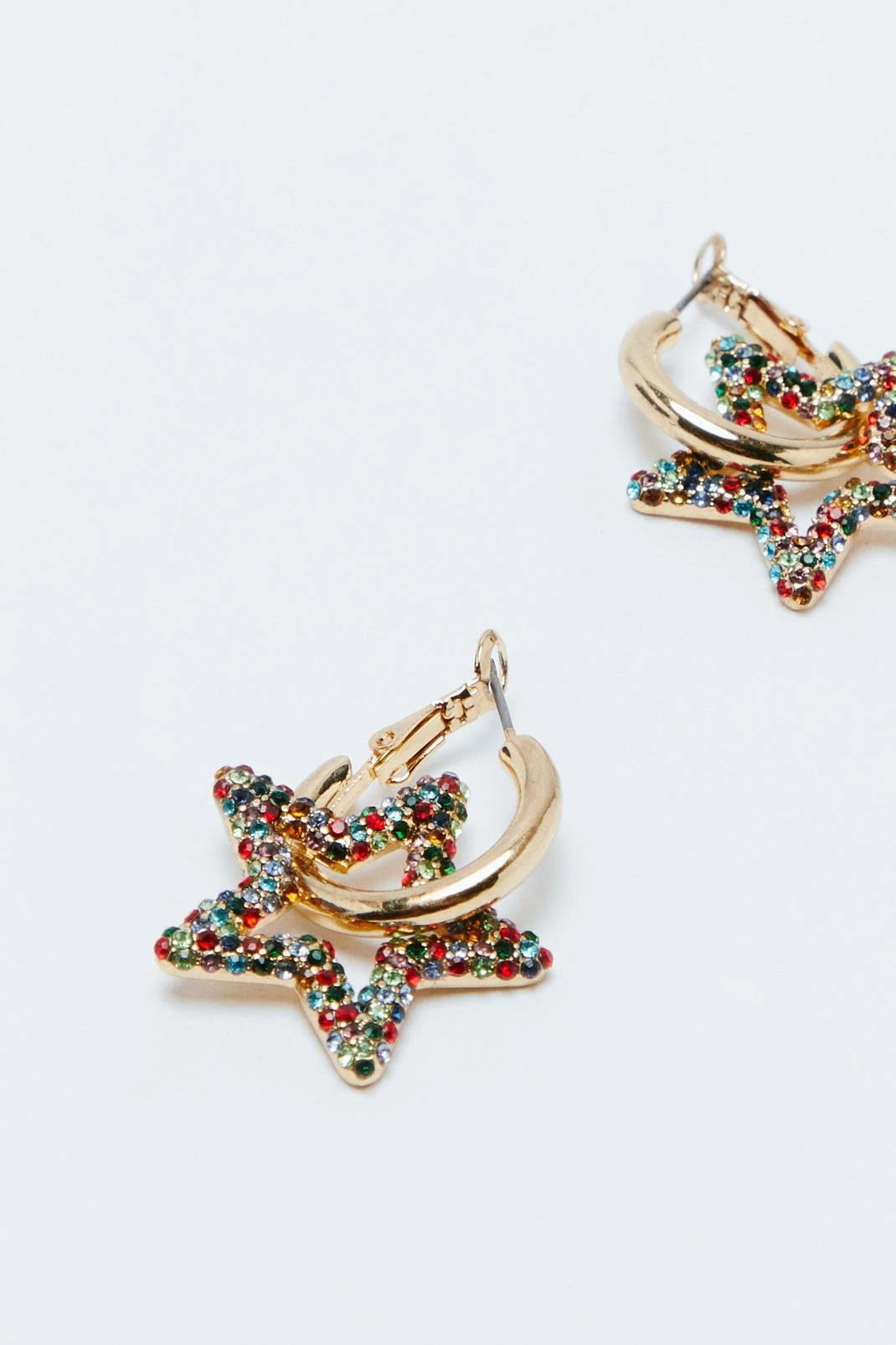 Recycled Gold Plated Metal Diamante Star Earrings 3 Recycled Gold Plated Metal Diamante Star Earrings - Image 3