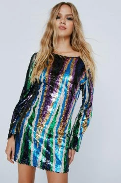 Alternative view of Sequin Flare Sleeve Backless Mini Dress
