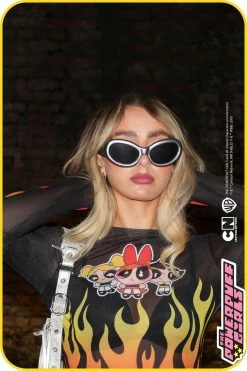 The Powerpuff Girls Printed Mesh Long Sleeve Top