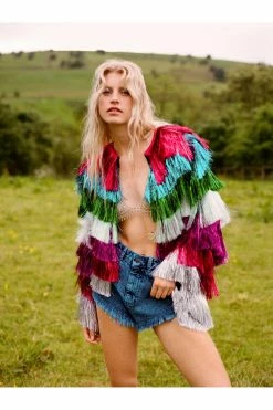 Tiered Tinsel Party Crasher Jacket -Nasty Gal Sales Store Sales womens multi tiered tinsel party crasher jacket 3