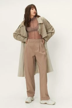 Mesh Funnel Neck Exposed Seam Top