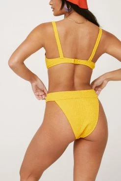 Crinkle Underwire Cut Out Bikini Top -Nasty Gal Sales Store Sales womens mustard crinkle underwire cut out bikini top 1