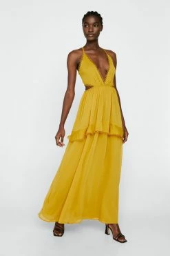 Trim Detail Chiffon Maxi Dress 13 Trim Detail Chiffon Maxi Dress -Nasty Gal Sales Store Sales womens mustard trim detail chiffon maxi dress 6