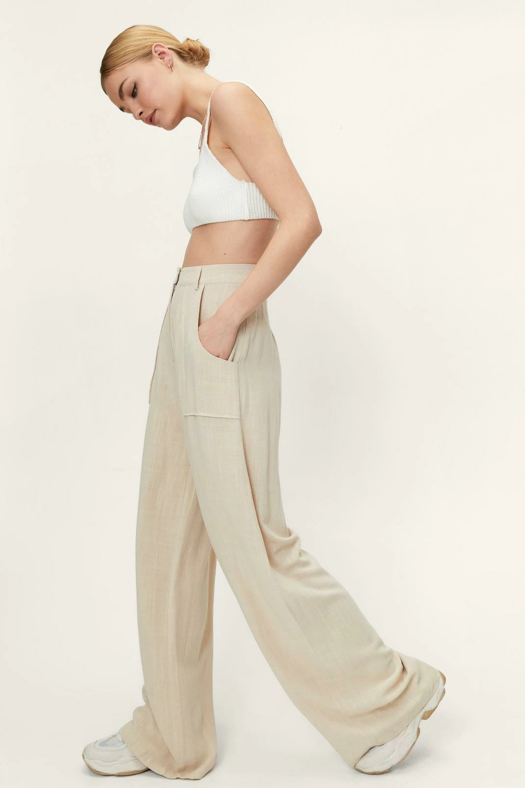 Linen Look Pocket Detail Wide Leg Pants 2 Linen Look Pocket Detail Wide Leg Pants - Image 2