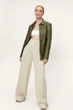 Linen Look Pocket Detail Wide Leg Pants 7 Linen Look Pocket Detail Wide Leg Pants -Nasty Gal Sales Store Sales womens natural linen look pocket detail wide leg pants 3