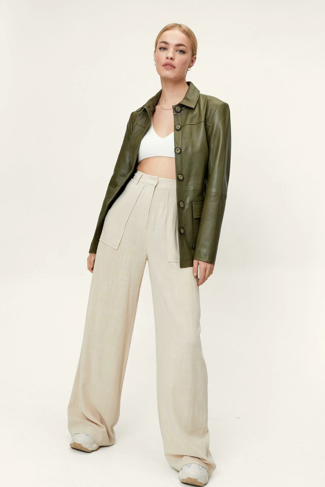 Linen Look Pocket Detail Wide Leg Pants 4 Linen Look Pocket Detail Wide Leg Pants - Image 4