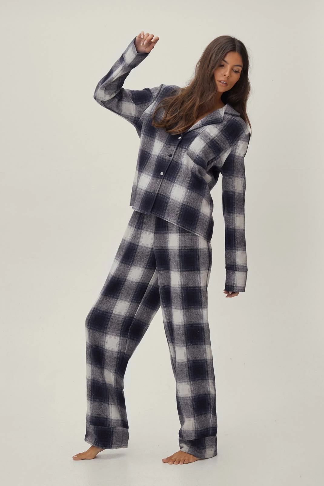 Brushed Check Button Down Shirt And Pajama Set 3 Brushed Check Button Down Shirt And Pajama Set - Image 3