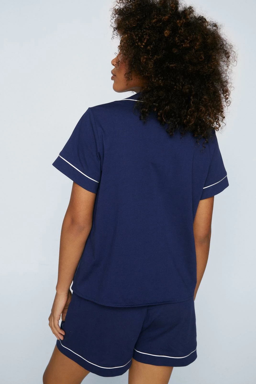 Contrast Jersey Pajama Shirt & Short Set 3 Contrast Jersey Pajama Shirt & Short Set - Image 3