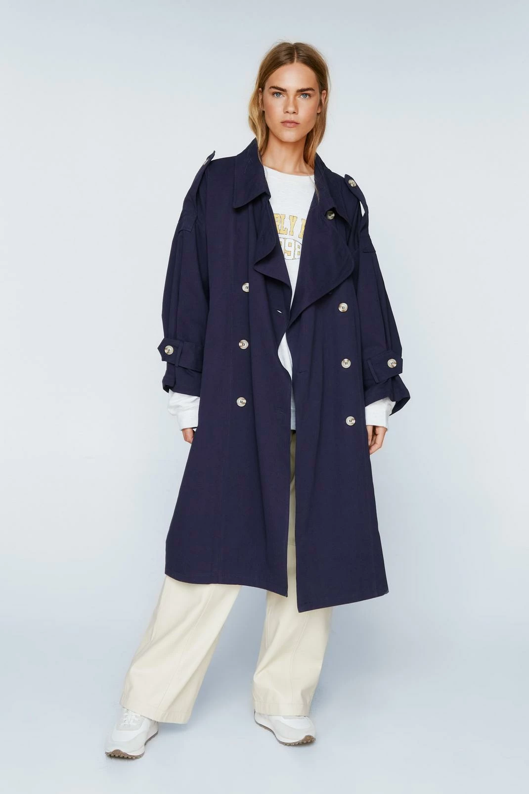 Belted Oversized Double Breasted Trench Coat 4 Belted Oversized Double Breasted Trench Coat - Image 4