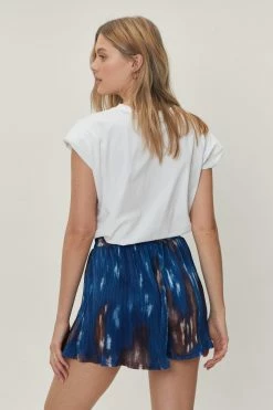 Plisse Blurred Print Short -Nasty Gal Sales Store Sales womens navy plisse blurred print short 1 2