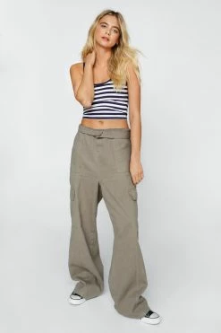 Striped Scoop Neck Crop Top