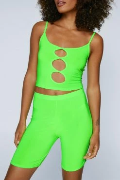 Slinky Biker Shorts -Nasty Gal Sales Store Sales womens neon green slinky biker shorts 1