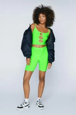 Slinky Biker Shorts -Nasty Gal Sales Store Sales womens neon green slinky biker shorts