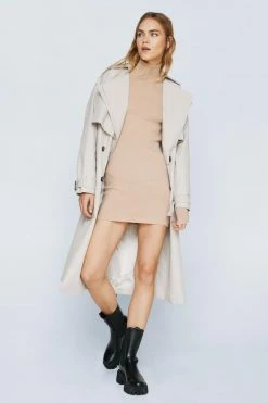 High Neck Knitted Chain Back Mini Dress -Nasty Gal Sales Store Sales womens neutral high neck knitted chain back mini dress