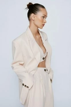 Premium Single Breasted Blazer -Nasty Gal Sales Store Sales womens neutral premium single breasted blazer 3