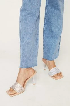 Diamante Heeled Mule -Nasty Gal Sales Store Sales womens nude diamante heeled mule 1 1