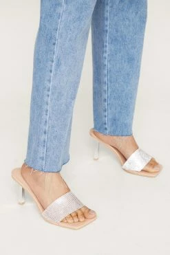 Diamante Heeled Mule -Nasty Gal Sales Store Sales womens nude diamante heeled mule 1 2