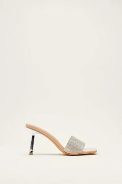 Diamante Heeled Mule -Nasty Gal Sales Store Sales womens nude diamante heeled mule 1 3