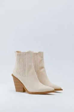 Faux Suede Western Ankle Boots -Nasty Gal Sales Store Sales womens nude faux suede western ankle boots 2