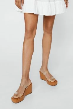 Jelly Strap Platform Wedge Sandals -Nasty Gal Sales Store Sales womens nude jelly strap platform wedge sandals 1 3