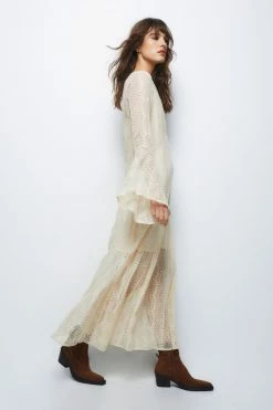 Lace Plunge Maxi Dress 11 Lace Plunge Maxi Dress -Nasty Gal Sales Store Sales womens nude lace plunge maxi dress 4
