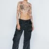 Tattoo Print Mesh Top
