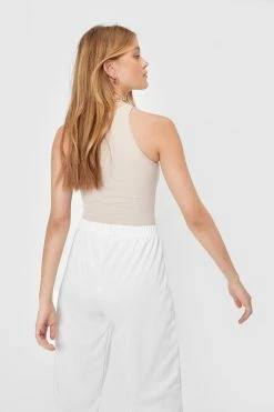 Ribbed Racerback High Leg Bodysuit 12 Ribbed Racerback High Leg Bodysuit -Nasty Gal Sales Store Sales womens oatmeal racerback high leg bodysuit 2