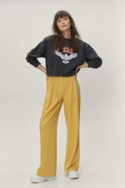 Pleat Front Super Wide Leg Pants