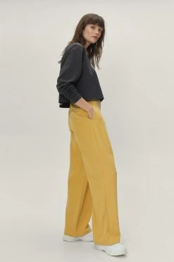 Pleat Front Super Wide Leg Pants -Nasty Gal Sales Store Sales womens ochre pleat front super wide leg pants 3