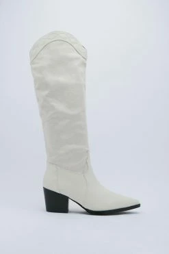 Knee High Faux Suede Cowboy Boots -Nasty Gal Sales Store Sales womens off20white knee high faux suede cowboy boots 1
