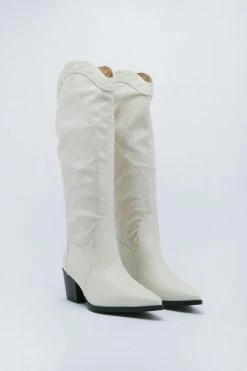 Knee High Faux Suede Cowboy Boots -Nasty Gal Sales Store Sales womens off20white knee high faux suede cowboy boots 2