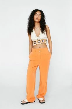 Asymmetric Waistband Tailored Pants 7 Asymmetric Waistband Tailored Pants -Nasty Gal Sales Store Sales womens orange asymmetric waistband tailored pants 3