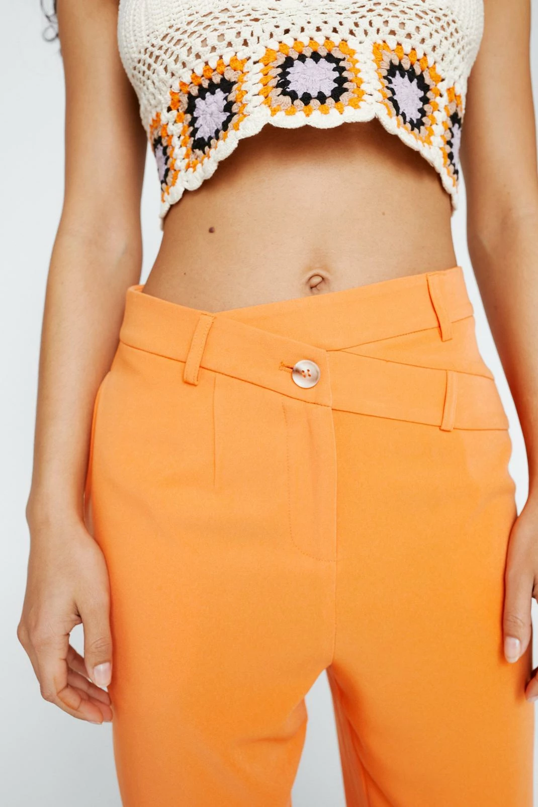 Asymmetric Waistband Tailored Pants 1 Asymmetric Waistband Tailored Pants