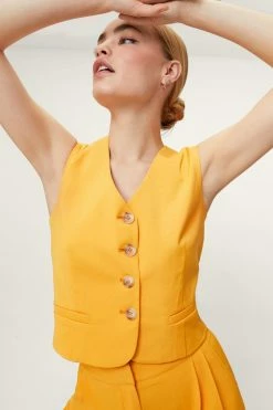 Cropped Tailored Single Breasted Vest 38 Cropped Tailored Single Breasted Vest -Nasty Gal Sales Store Sales womens orange cropped tailored single breasted vest 1