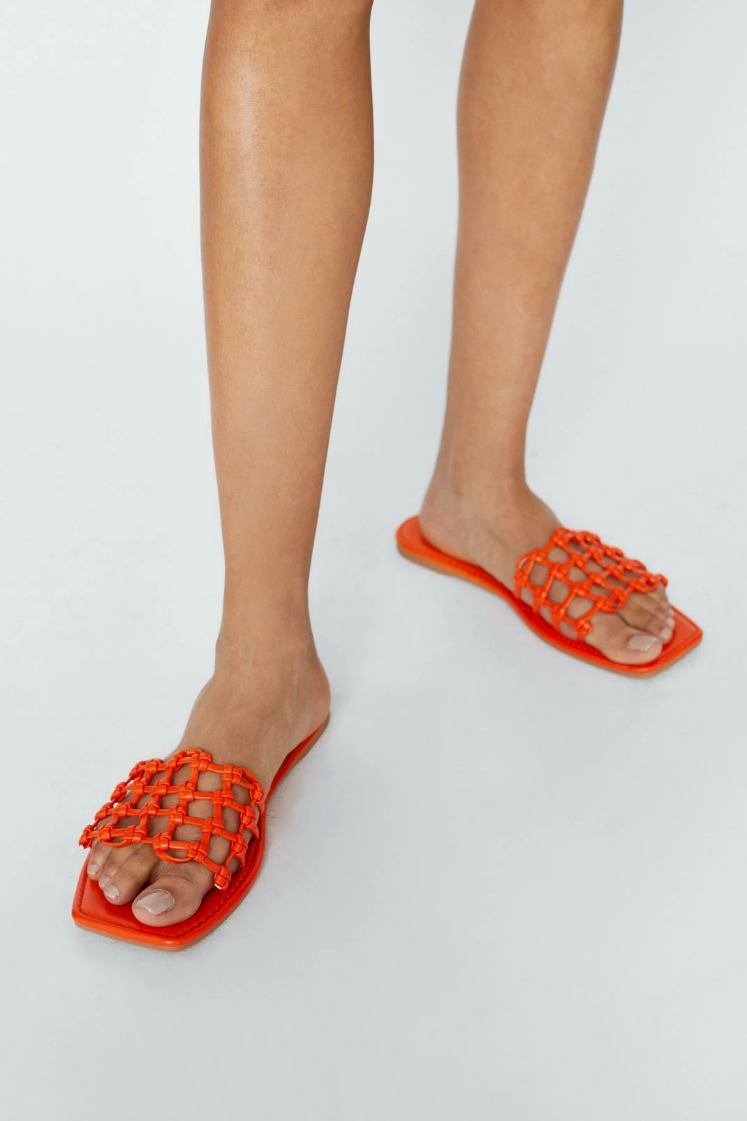 Faux Leather Woven Flat Mules 1 Faux Leather Woven Flat Mules