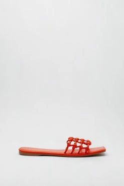 Alternative view of Faux Leather Woven Flat Mules