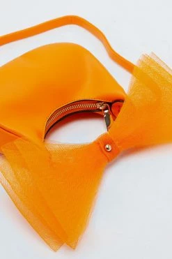 Oversized Bow Wristlet Grab Bag -Nasty Gal Sales Store Sales womens orange oversized bow wristlet grab bag 2