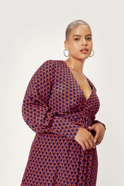 Plus Size Geo Print Maxi Dress