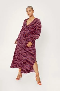 Plus Size Geo Print Maxi Dress -Nasty Gal Sales Store Sales womens orange plus size geo print maxi dress 3