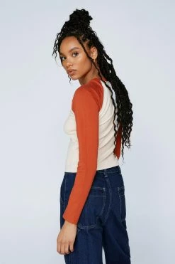 Soul Mate Contrast Sleeve Ringer Tee -Nasty Gal Sales Store Sales womens orange soul mate contrast sleeve ringer tee 2