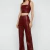 Faux Leather Lace Up Flared Pants