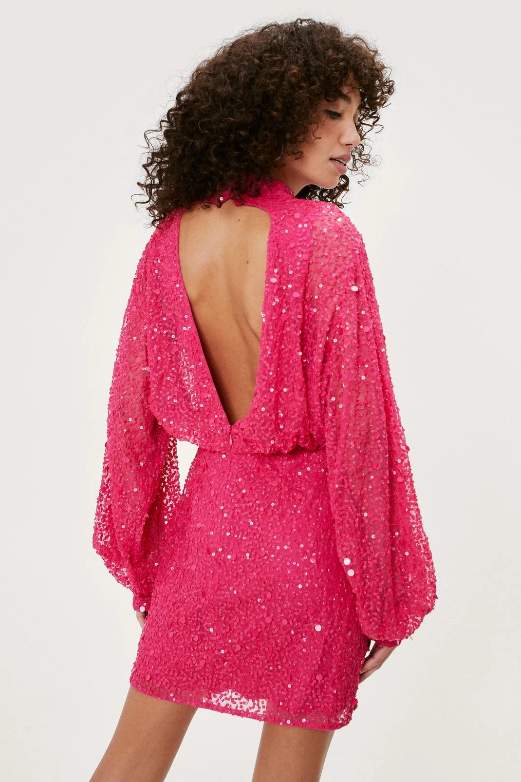 Balloon Sleeve Sequin Embellished Mini Dress 3 Balloon Sleeve Sequin Embellished Mini Dress - Image 3