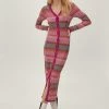 Contrast Stripe Button Knitted Maxi Dress