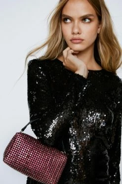 Diamante Embellished Mini Bag -Nasty Gal Sales Store Sales womens pink diamante embellished mini bag 3