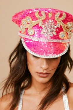 Embellished Diamante Sequin & Studded Party Hat 7 Embellished Diamante Sequin & Studded Party Hat -Nasty Gal Sales Store Sales womens pink embellished diamante sequin studded party hat 3