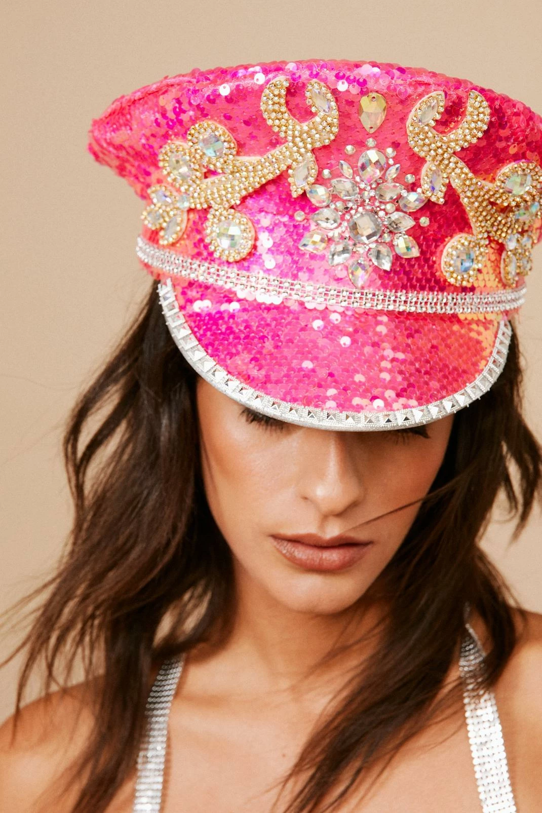 Embellished Diamante Sequin & Studded Party Hat 4 Embellished Diamante Sequin & Studded Party Hat - Image 4