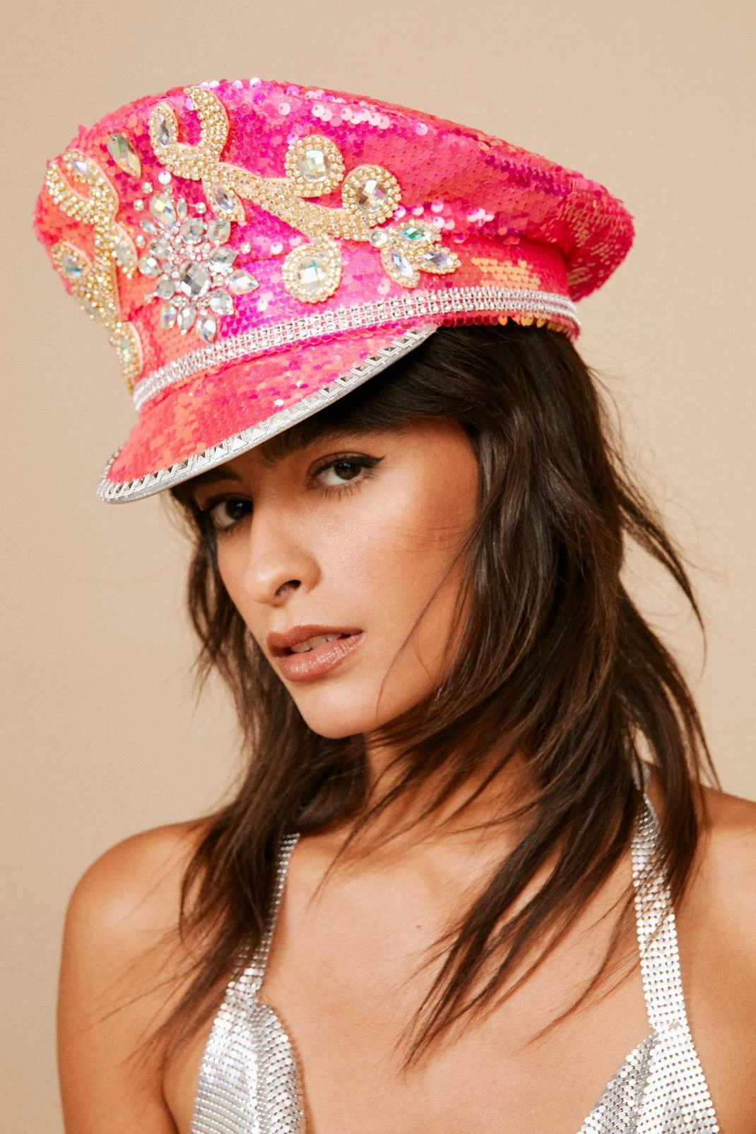 Embellished Diamante Sequin & Studded Party Hat 1 Embellished Diamante Sequin & Studded Party Hat