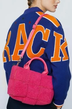 Faux Teddy Woven Day Bag