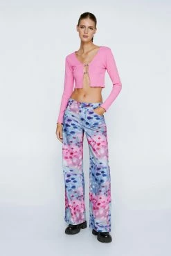 Floral Print Slouchy Wide Leg Jeans -Nasty Gal Sales Store Sales womens pink floral print slouchy wide leg jeans 3